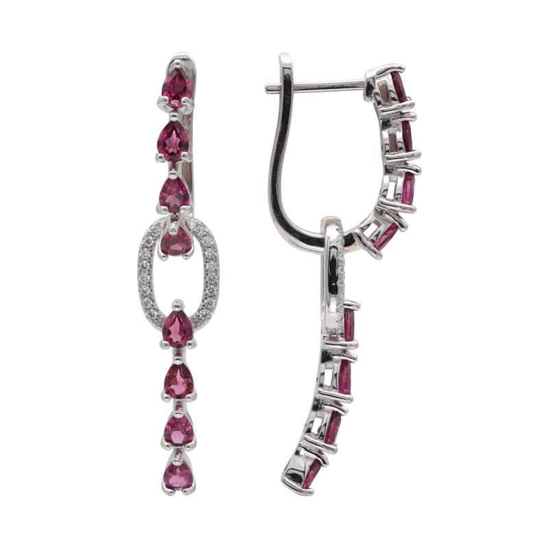 Серебряные серьги с родолитами