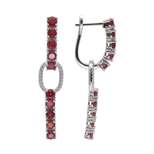 Серебряные серьги с рубинами