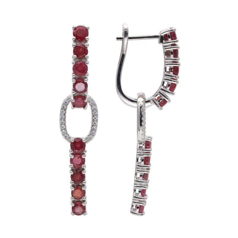 Серебряные серьги с рубинами