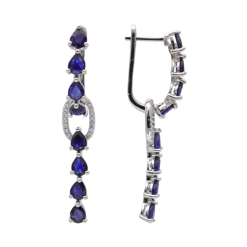 Серебряные серьги с сапфирами