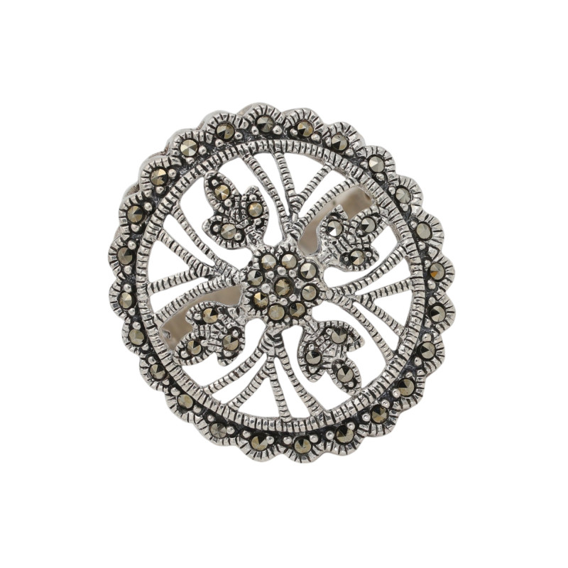 Кольцо серебряное с марказитом