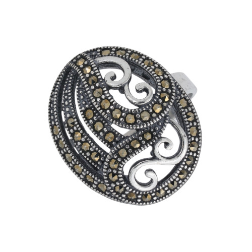 Серебряное кольцо с марказитами