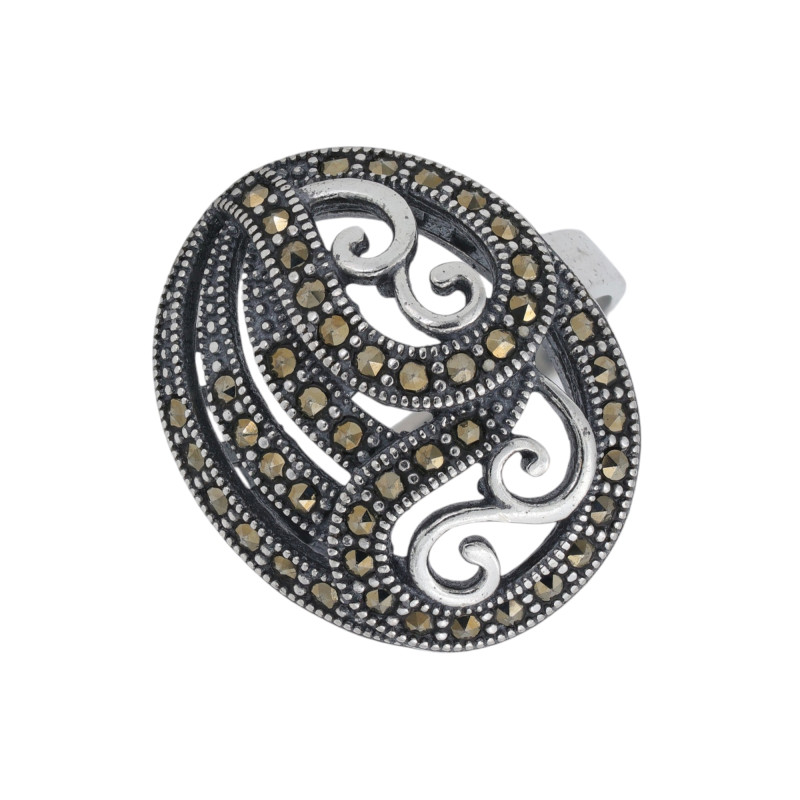 Серебряное кольцо с марказитами