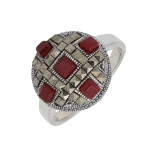 Кольцо из серебра с сердоликом и марказитом