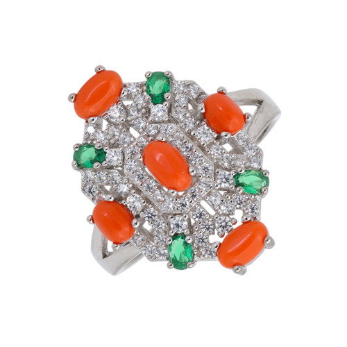 Серебряное кольцо с кораллом