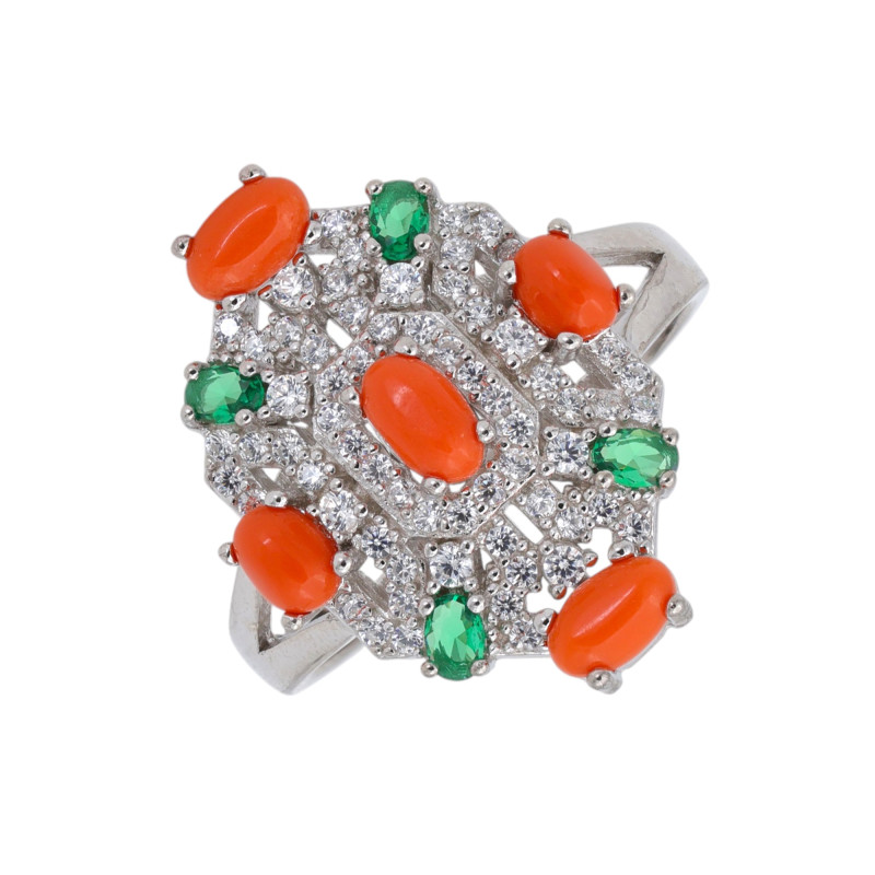 Серебряное кольцо с кораллом