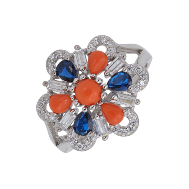 Серебряное кольцо с кораллом