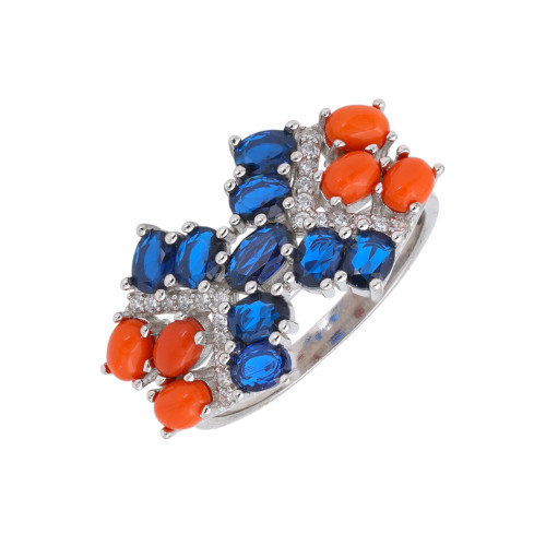 Кольцо из серебра с кораллом