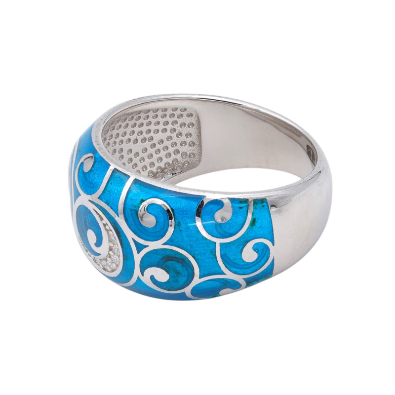 Кольцо серебряное с эмалью