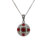 Серебряная подвеска с сердоликом и марказитами