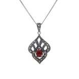 Серебряная подвеска с сердоликом и марказитами