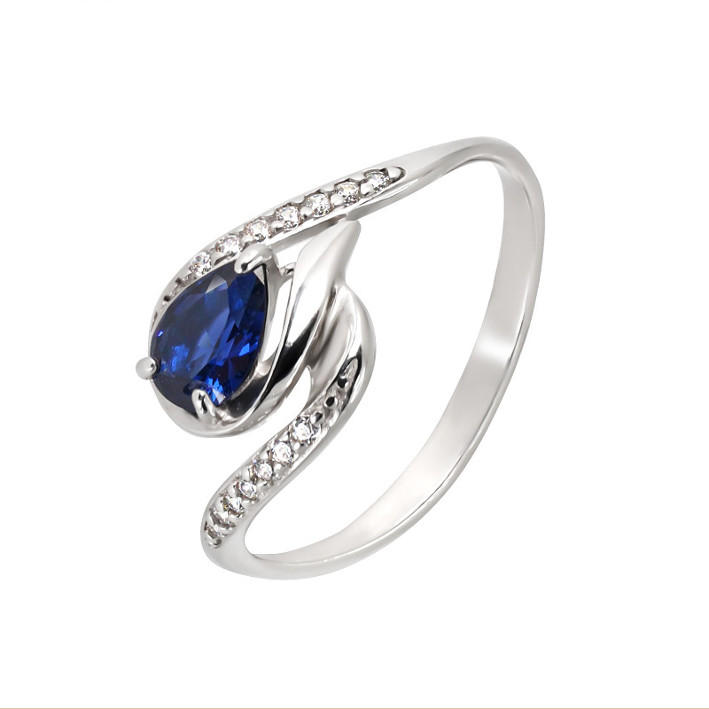 Кольцо с наносапфиром и фианитами