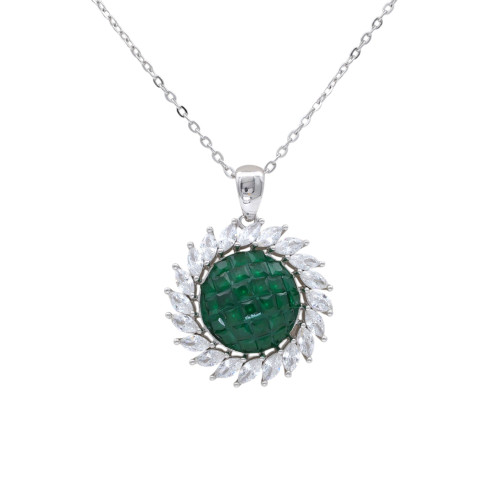 Колье из серебра с изумрудами