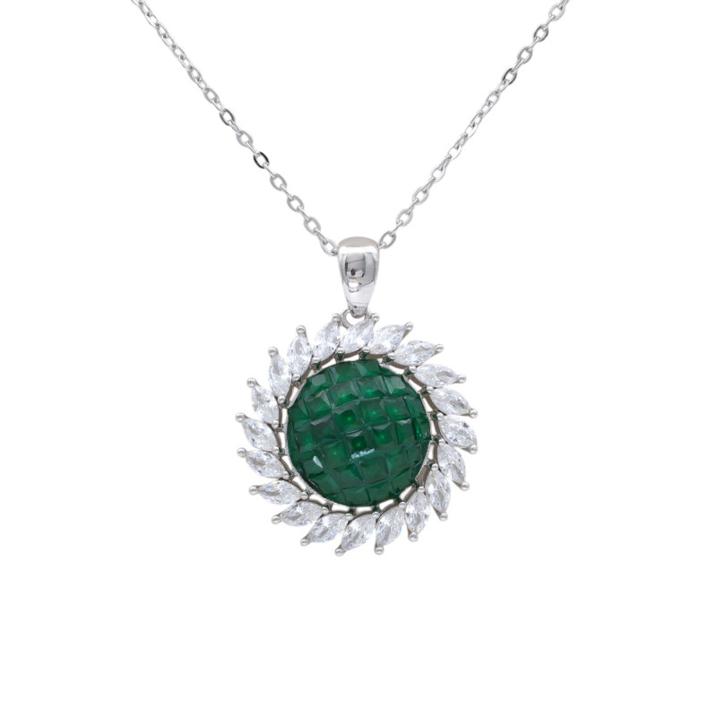 Колье из серебра с изумрудами