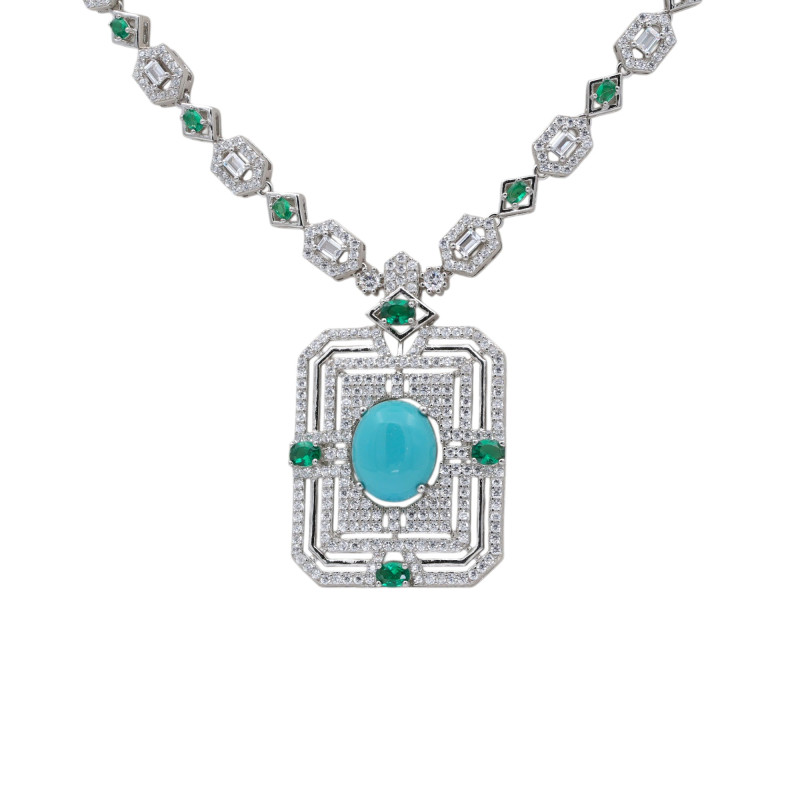 Серебряное колье с бирюзой