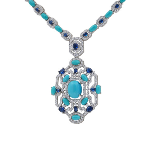 Серебряное колье с бирюзой