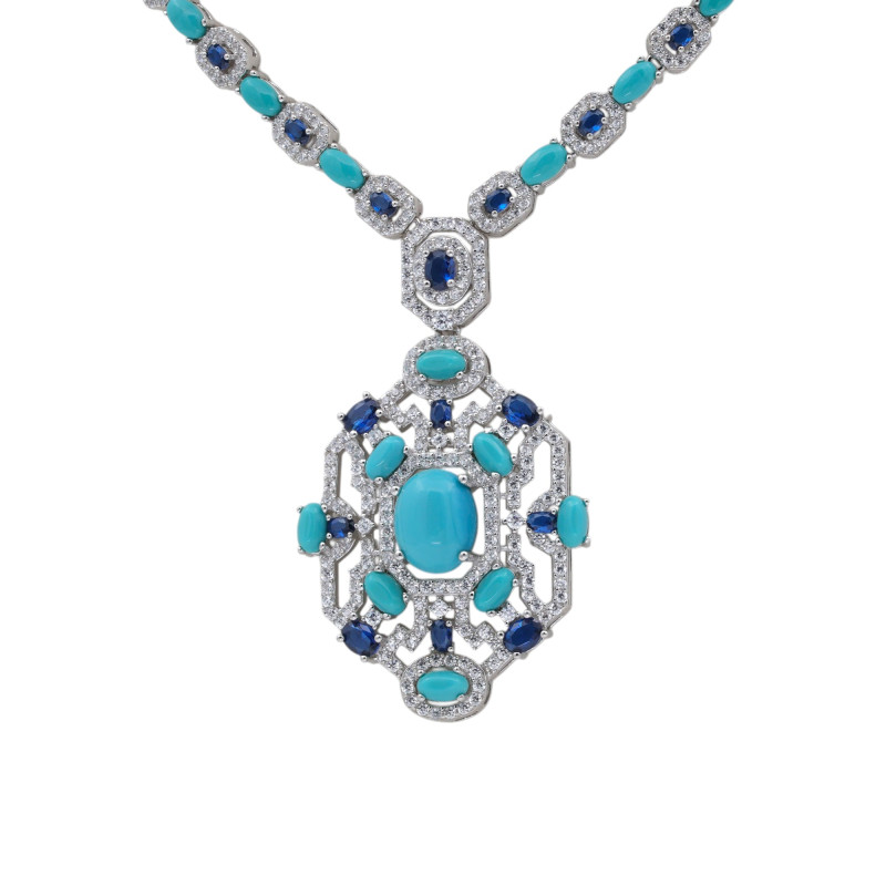 Серебряное колье с бирюзой