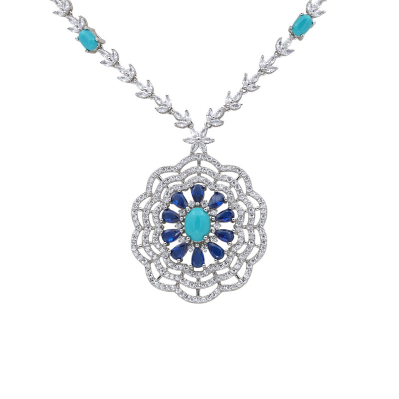 Серебряное колье с бирюзой