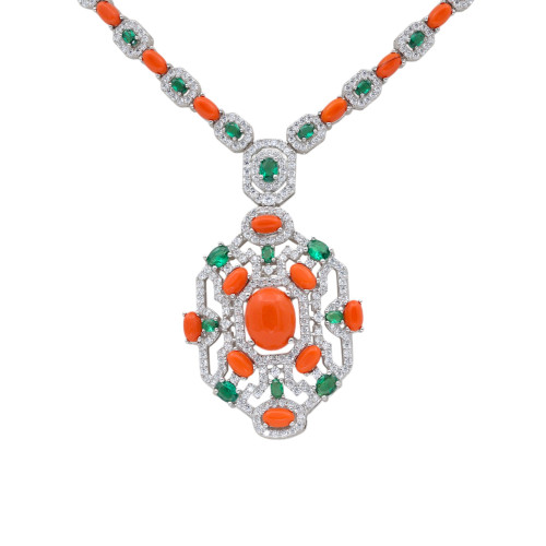 Колье из серебра с кораллами