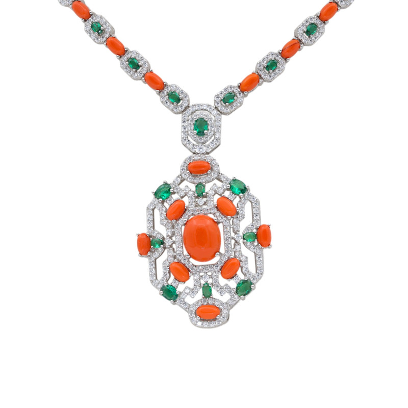 Колье из серебра с кораллами