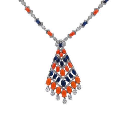 Колье из серебра с кораллами 