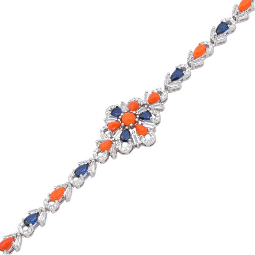 Серебряный браслет с кораллами