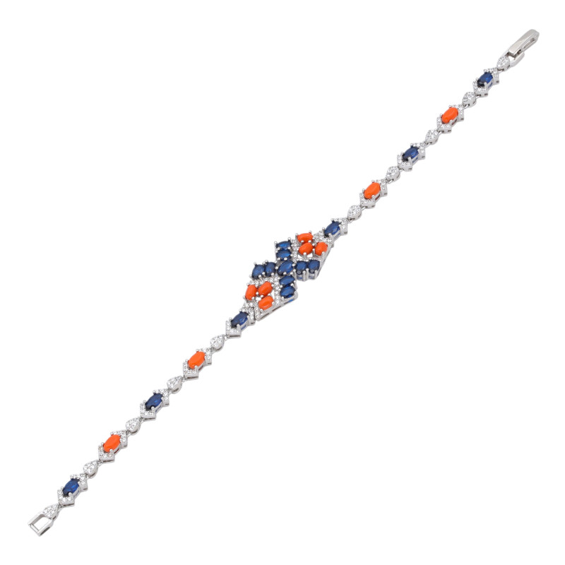 Серебряный браслет с кораллами