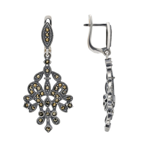 Серьги серебряные с марказитом