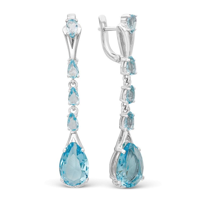 Серьги с кварцем и фианитами