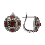 Серебряные серьги с марказитами и сердоликом