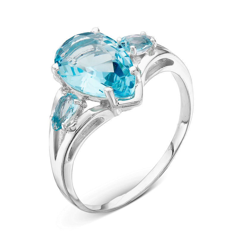 Кольцо с плавленным кварцем и фианитами