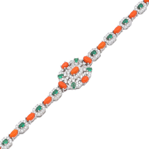 Серебряный браслет с кораллами