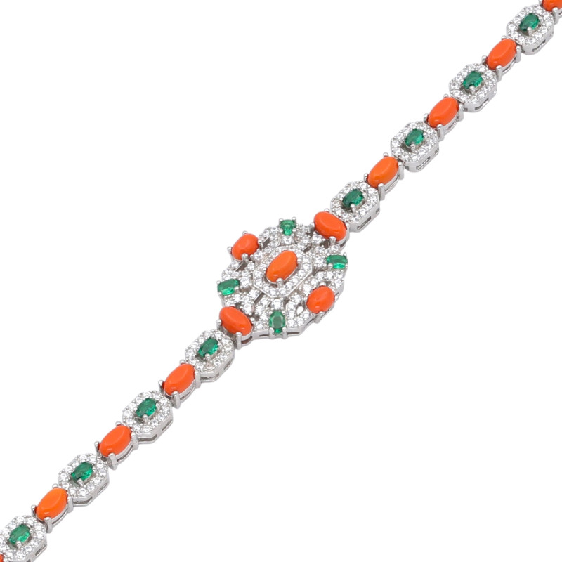 Серебряный браслет с кораллами