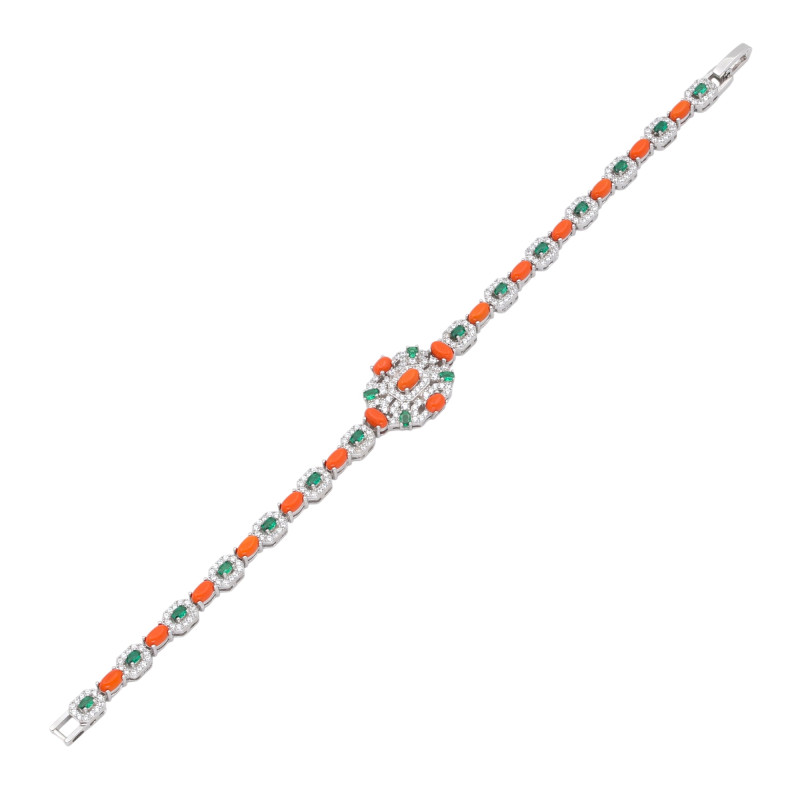 Серебряный браслет с кораллами