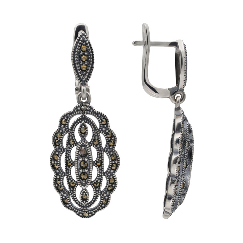 Серебряные серьги с марказитами