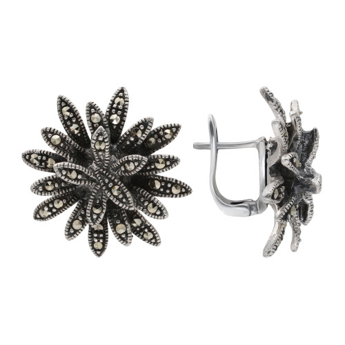 Серьги серебряные с марказитом