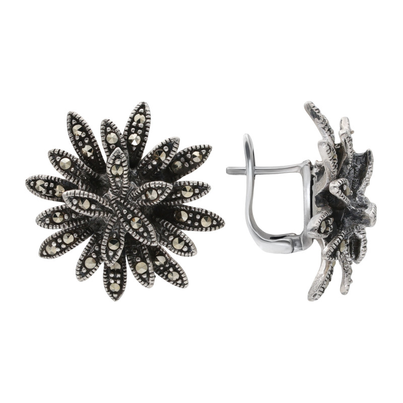 Серьги серебряные с марказитом