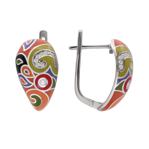 Серебряные серьги с эмалью