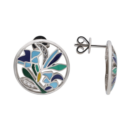 Серебряные серьги с эмалью