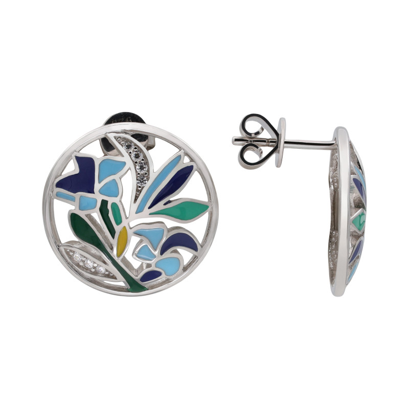 Серебряные серьги с эмалью