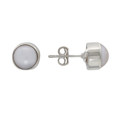 Серьги-пусеты из серебра с жемчугом