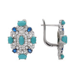 Серебряные серьги с бирюзой и цирконием