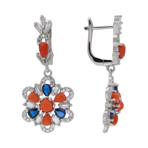 Серебряные серьги с кораллами