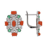 Серьги серебряные с кораллом