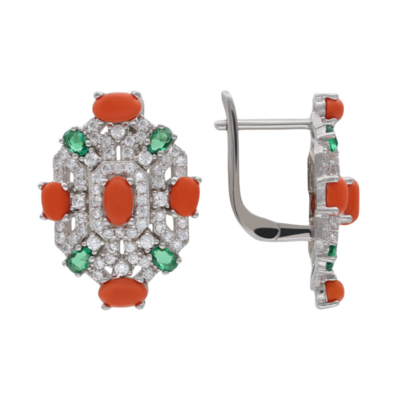 Серьги серебряные с кораллом