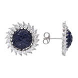 Серьги - пусеты из серебра с сапфирами