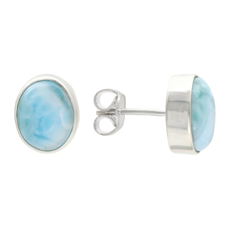 Серебряные серьги-пусеты с лазуритом