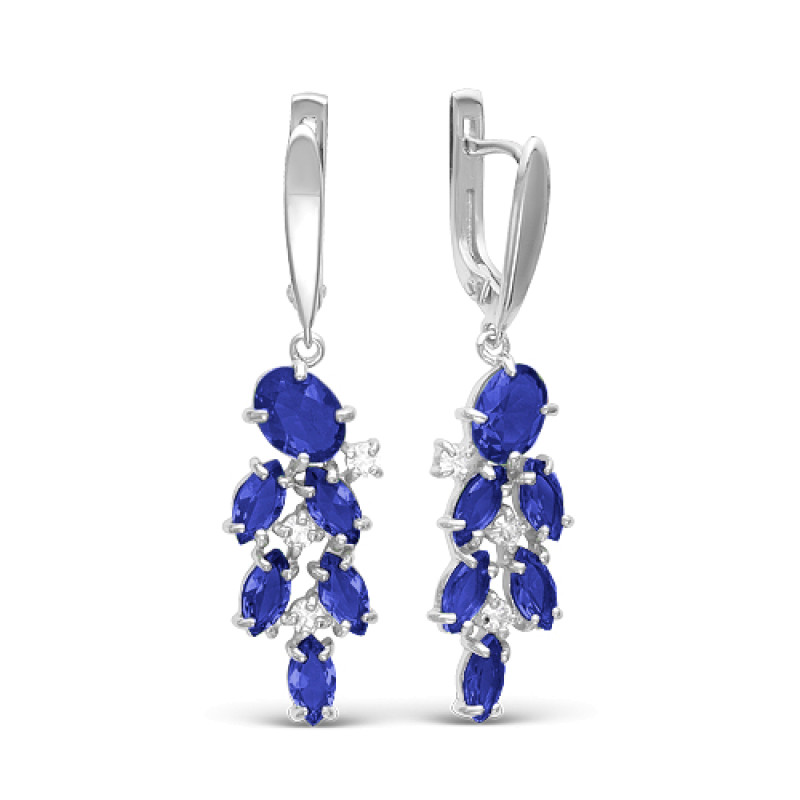 Серьги с кварцем и фианитами