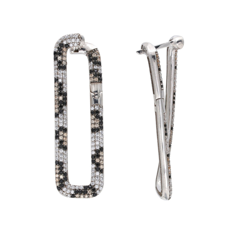 Серьги конго из серебра с кубическим цирконием