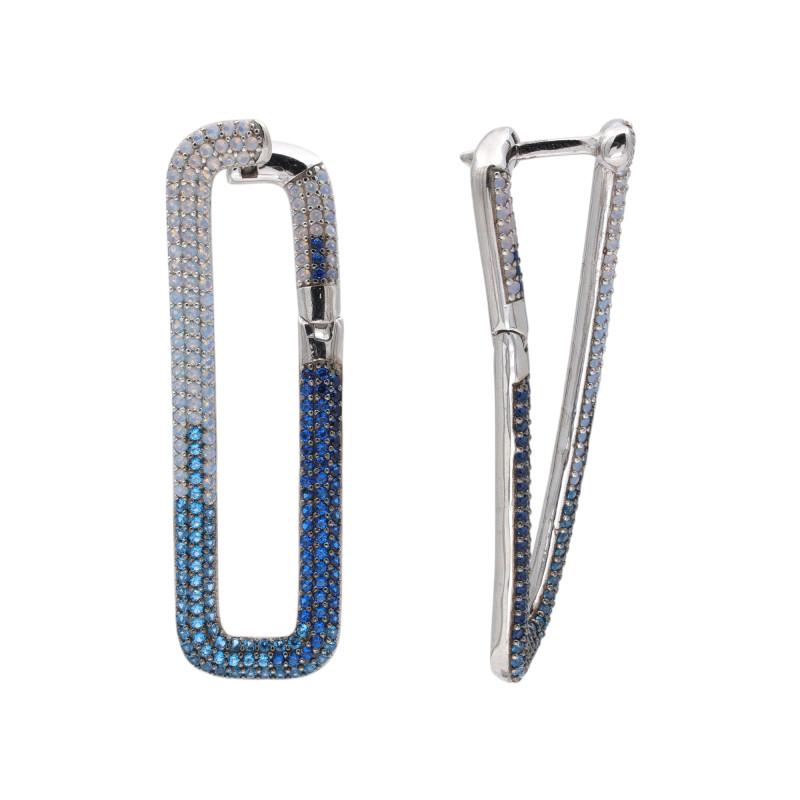 Серьги-конго из серебра с кубическим цирконием